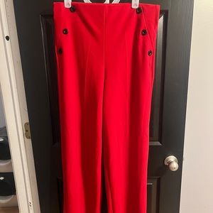 Red wide leg dress pants
